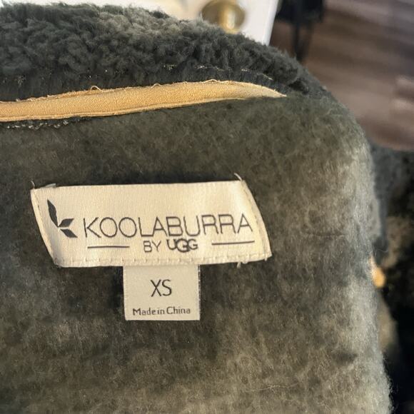 Koolaburra by UGG Women Faux-Fur Sherpa Camo Fleece Jacket XS Olive Fuzzy Cozy - Picture 4 of 12